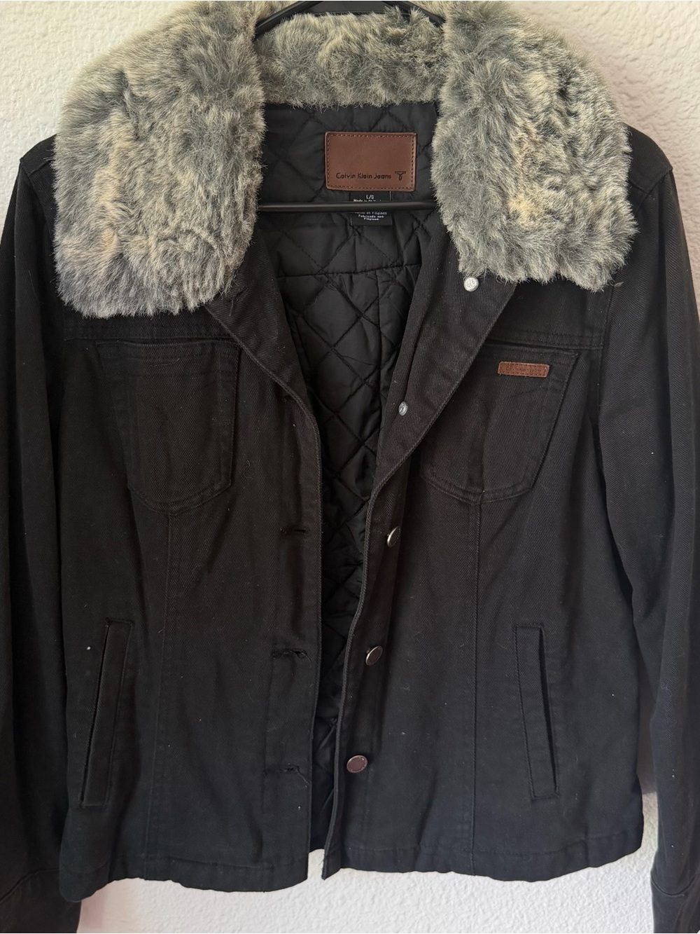 Calvin Klein Jeans jacket with faux fur trim